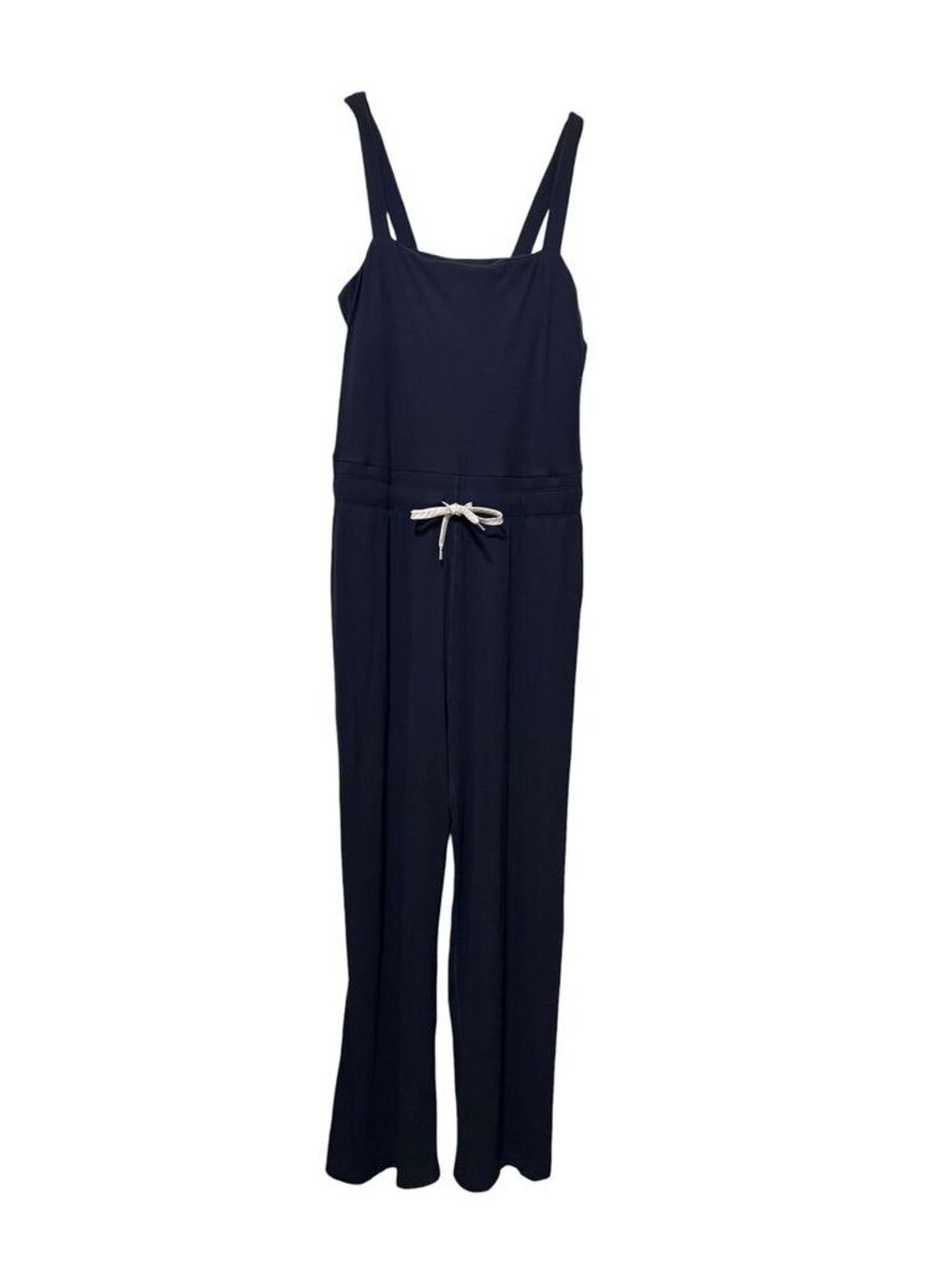 Vuori Pose Ribbed Jumpsuit XL Black Athleisure Casual Drawstring Wide Leg EUC - Picture 3 of 9